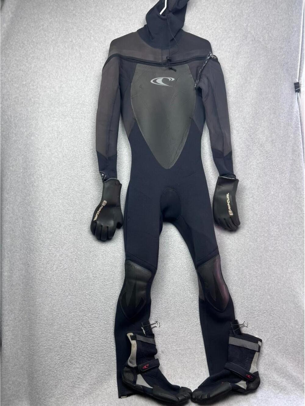 ONeill Mutant Hooded Wetsuit Chest Zip Surfing Diving Rip Curl Gloves Boots Set